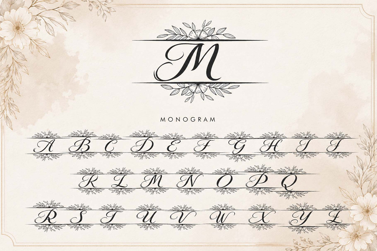 Malietha Flower Monogram, a Handwritten Font by Yoga Letter (Photo 5 of 7)