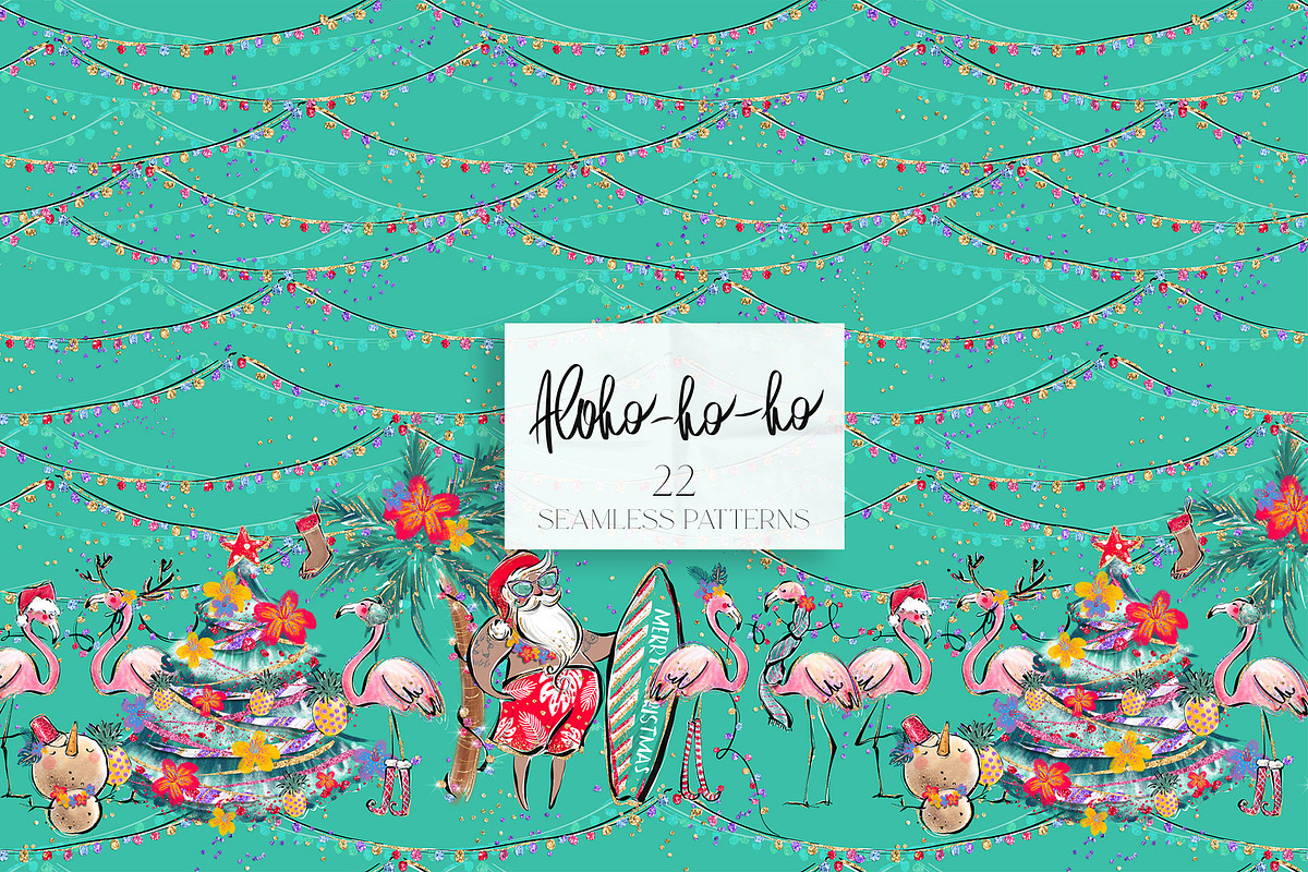 Tropical Santa Christmas Patterns, a Pattern Graphic by KaramfilaS (Photo 19 of 28)