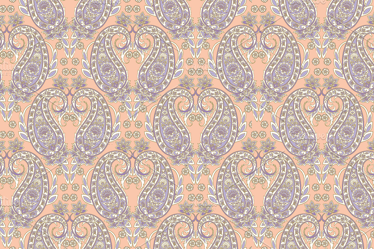 Pink Pailsey seamless pattern, a Pattern Graphic by antalogiya (Photo 3 of 5)