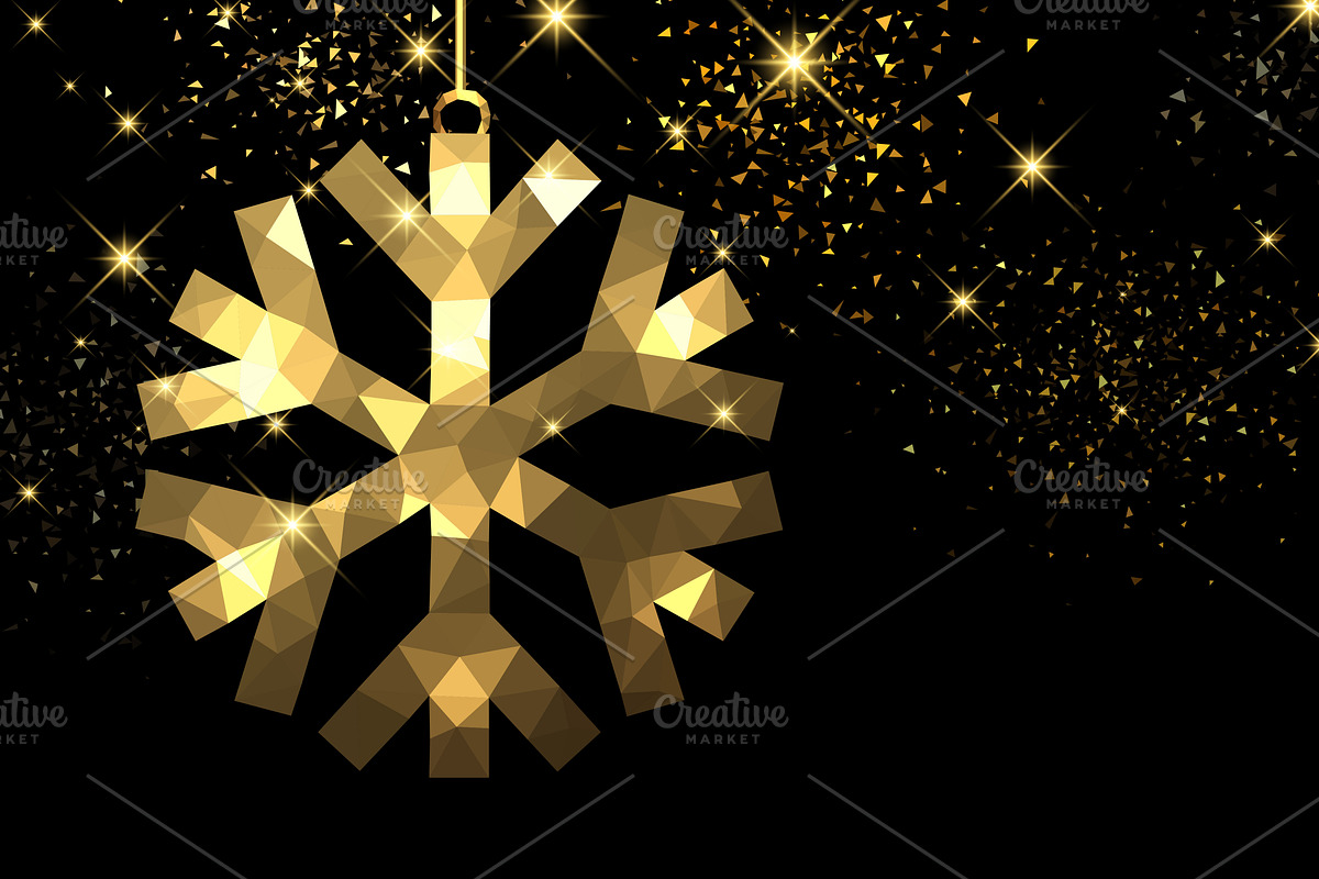 Christmas golden snowflakes set, a Decorative Illustration by Vjom (Photo 2 of 6)