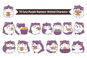15 Cute Purple Hamster Character, an Animal Illustration by jongcreative (Thumbnail 1 of 5)