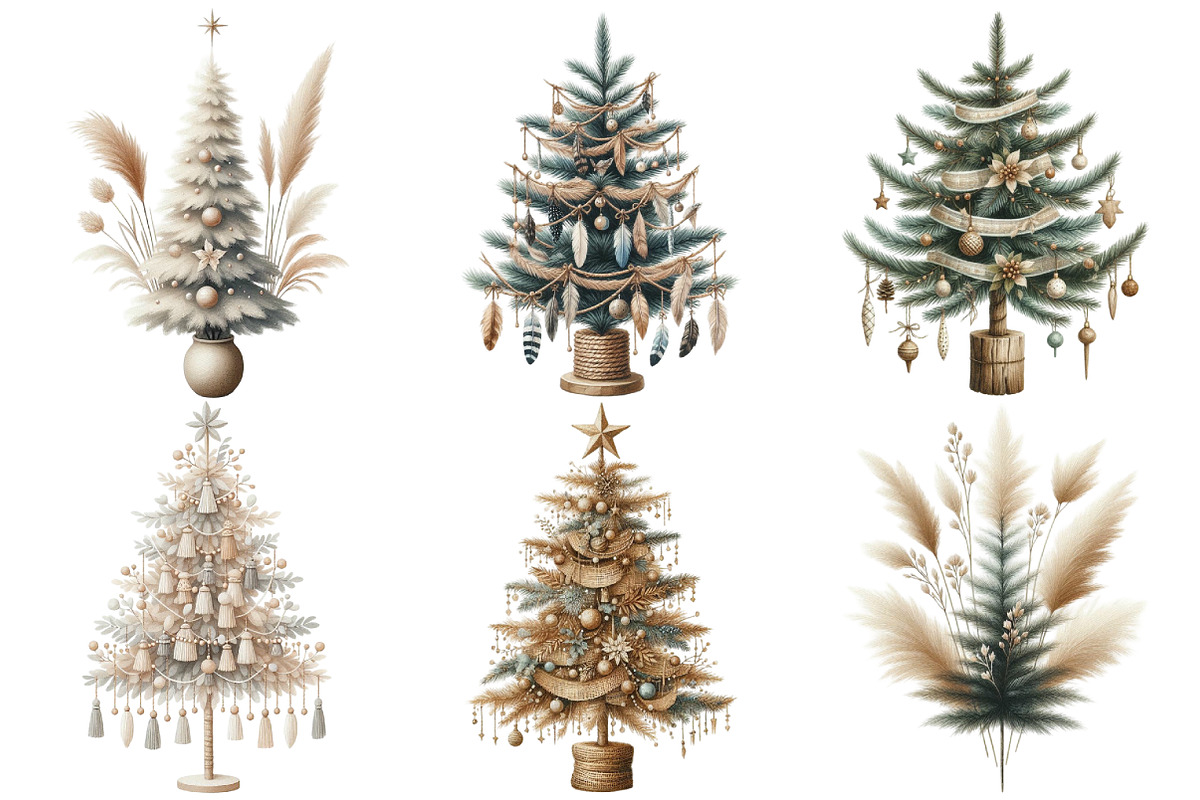 Boho Christmas Trees, an Illustration by Pixels.Craft (Photo 3 of 7)