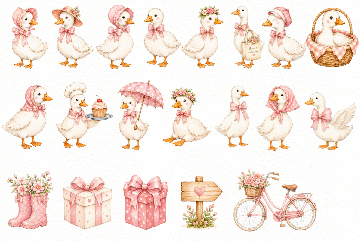 Watercolor Goose Clipart, an Animal Illustration by Villa 11 Estudio (Photo 2 of 6)