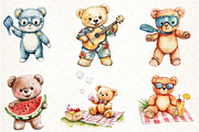Summer Teddy Bear Clipart, an Illustration by Watercolor design (Thumbnail 4 of 4)