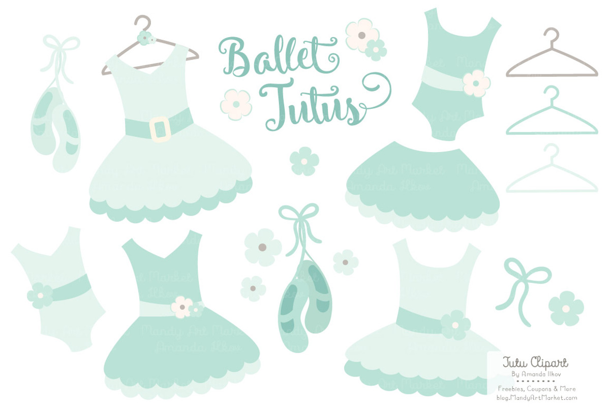 Mint Ballet Tutus Clipart, an Illustration by Amanda Ilkov (Photo 1 of 2)