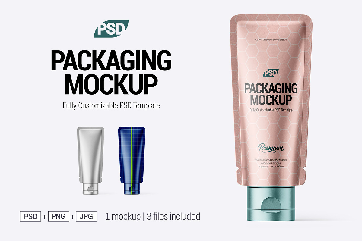 Metallic Cosmetic Tube PSD Mockup, a Packaging Mockup by LoopAll (Photo 1 of 5)