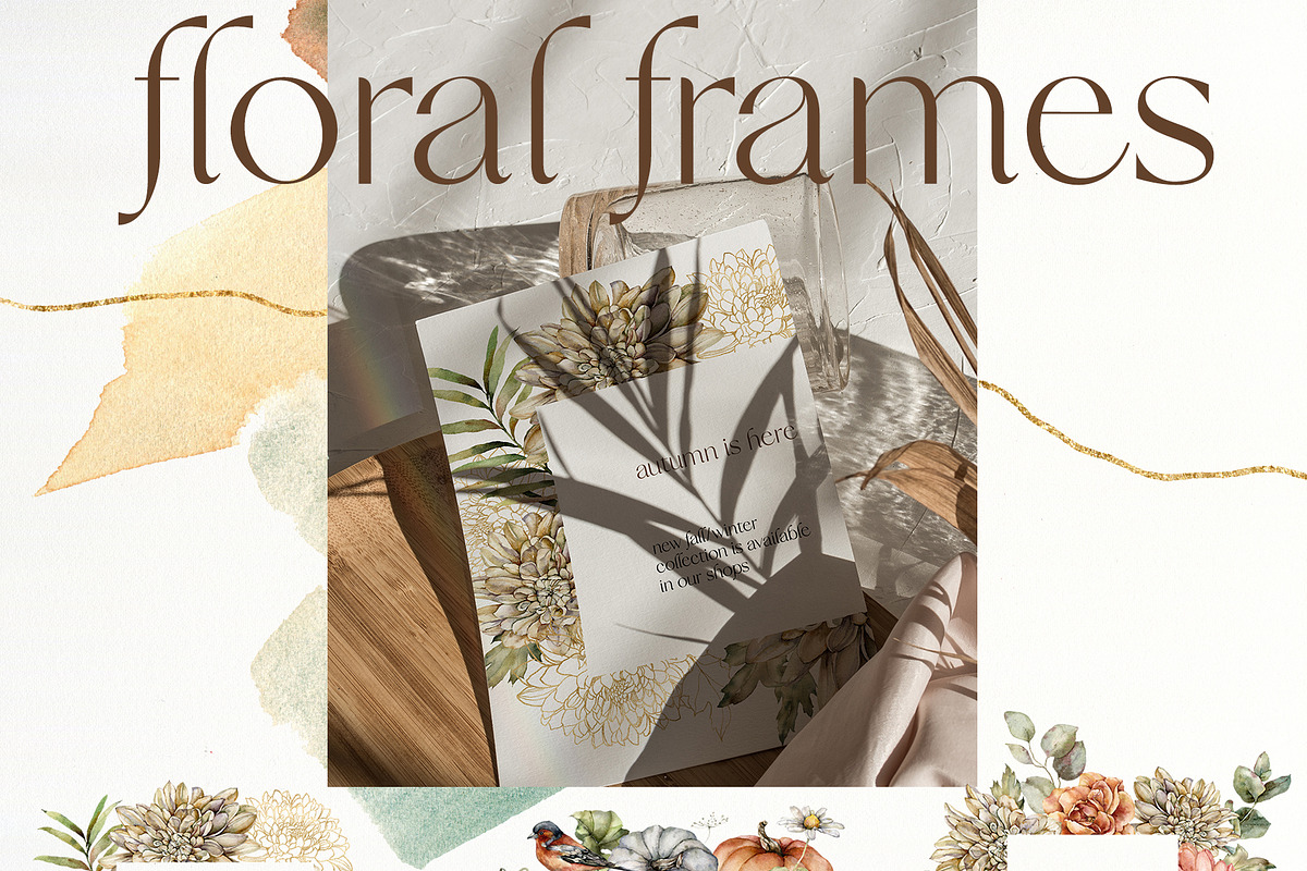 Autumn fall watercolor flowers, a Decorative Illustration by Yuliya Derbisheva (Photo 4 of 13)