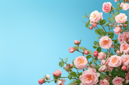 Bouquet of pink roses on a blue back, a Photo by Iftikhar Alam