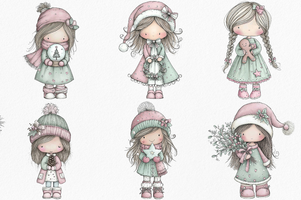 Christmas Little Girl Clipart Bundle, an Illustration by Canvas Craft (Photo 3 of 8)