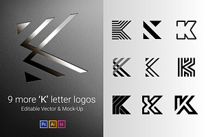9 K Letter Logos - Vector & Mock-Up