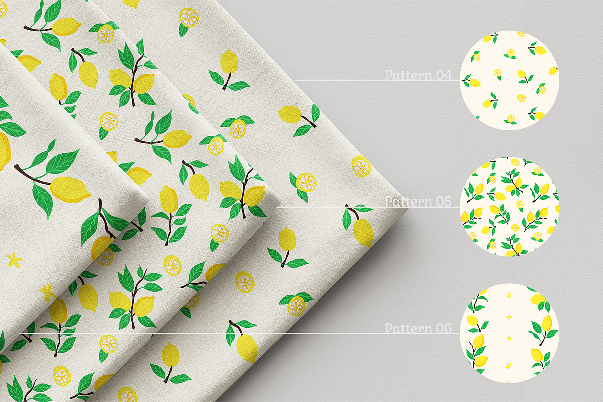 Fresh Lemon Seamless Pattern Set, a Graphic by Asya Melkonyan Patterns (Photo 3 of 14)