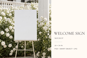 Floral Wedding Welcome Sign Mockup