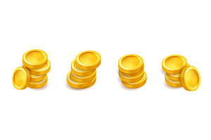 Stacks of shiny gold coins isolated, a Finance Illustration by GraphiShop