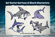 Set Cartoon of Shark Characters, an Object Graphic by bazzier_graphik (Thumbnail 1 of 2)