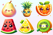 Cute Fruit Clipart,Kawaii Fruits PNG, a Graphic by CitraGraphics (Thumbnail 2 of 4)