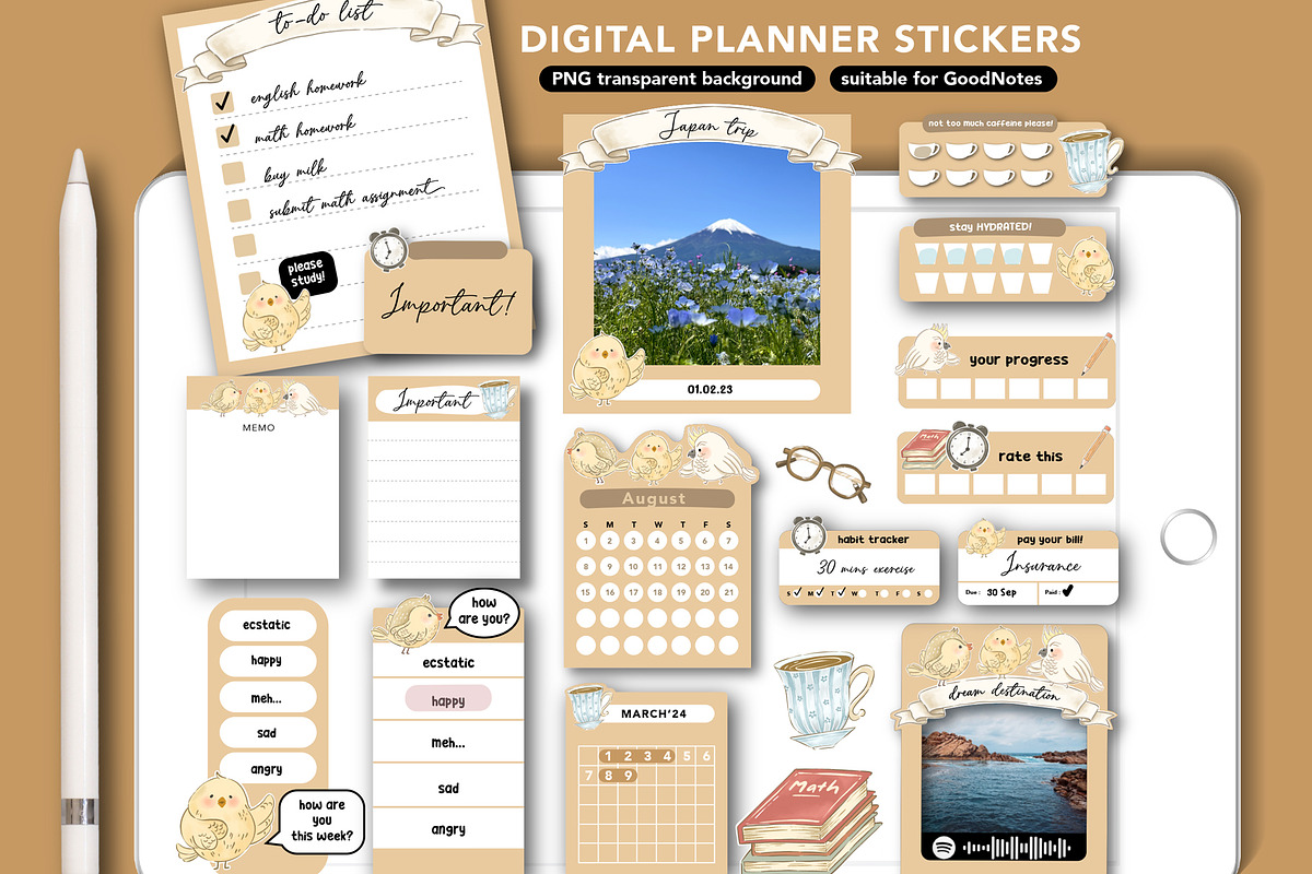 back to school PNG planner stickers, a Design Template by hanacrochetdesign (Photo 1 of 11)