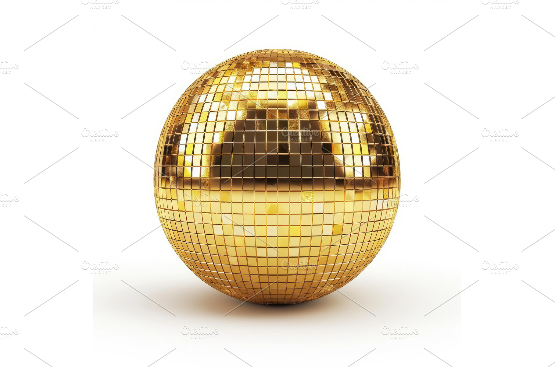 Golden disco ball reflecting on, a Holiday Photo by Ylivdesign
