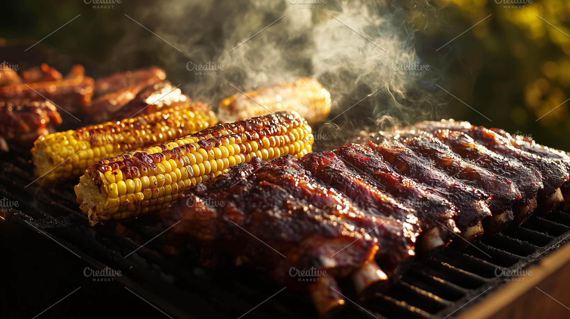Close up on a BBQ with grilles ribs, a Food & Drink Photo by MistyDay