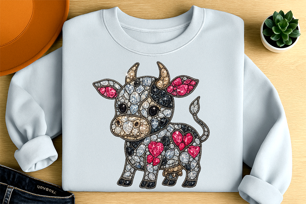 Faux Rhinestone Cow PNG