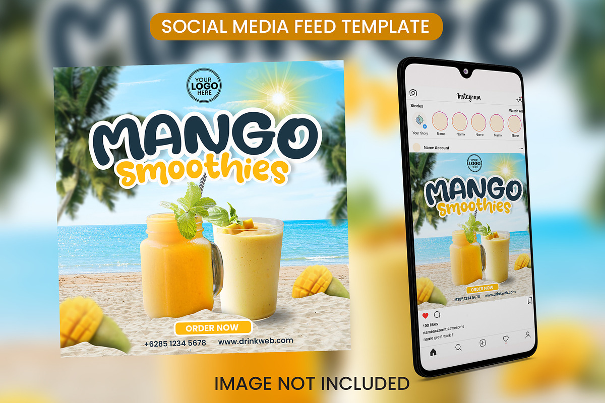 Mango Smoothie Feed Template Design, a Social Media Template by Puteradesign