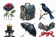 Watercolor Dark Gothic Core Clipart, an Illustration by Craft Nest (Thumbnail 2 of 6)