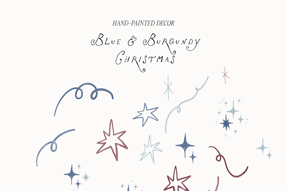 Hand-Painted Blue Burgundy Christmas, an Object Graphic by Lana Elanor (Photo 22 of 24)