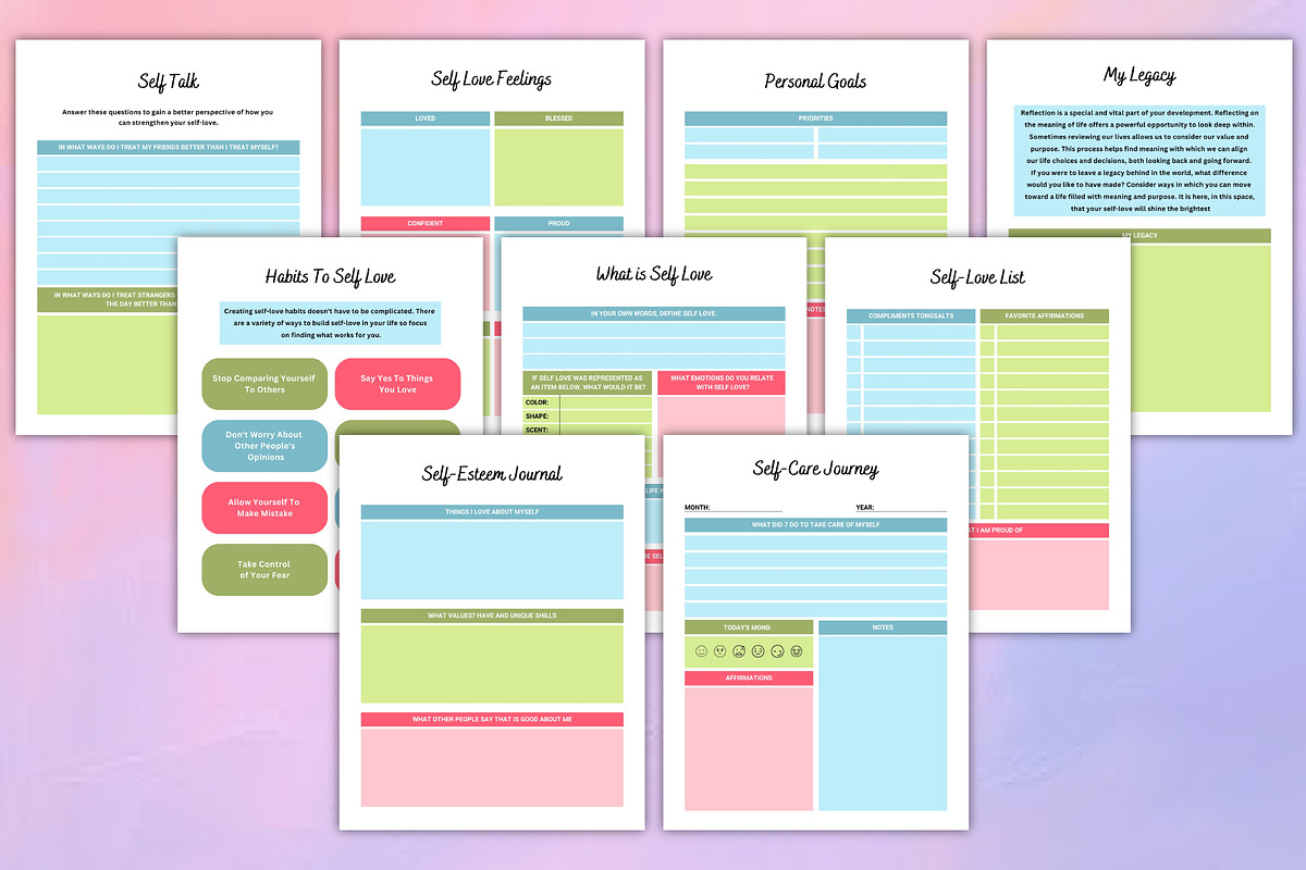 Self-Love Workbook & Planner, a Stationery Template by Designmela01 (Photo 7 of 8)