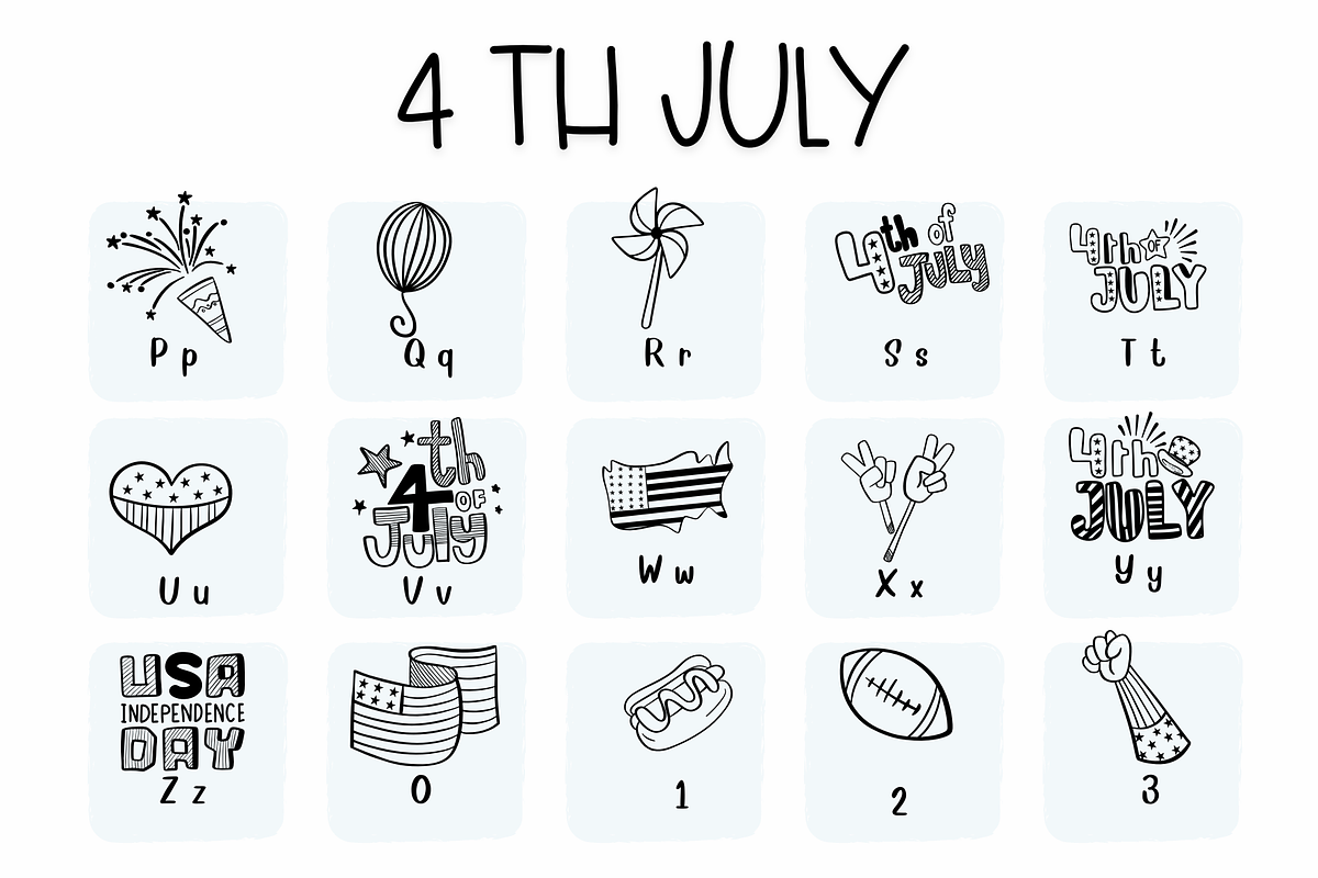 4 th July | Symbols Fonts preview 3