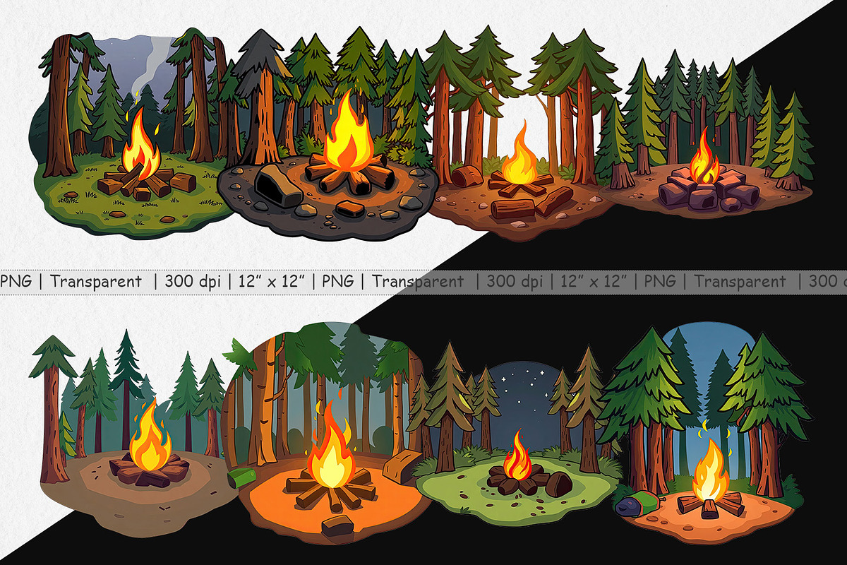 Forest Campfire Clipart, a Graphic by Artnoy (Photo 2 of 5)