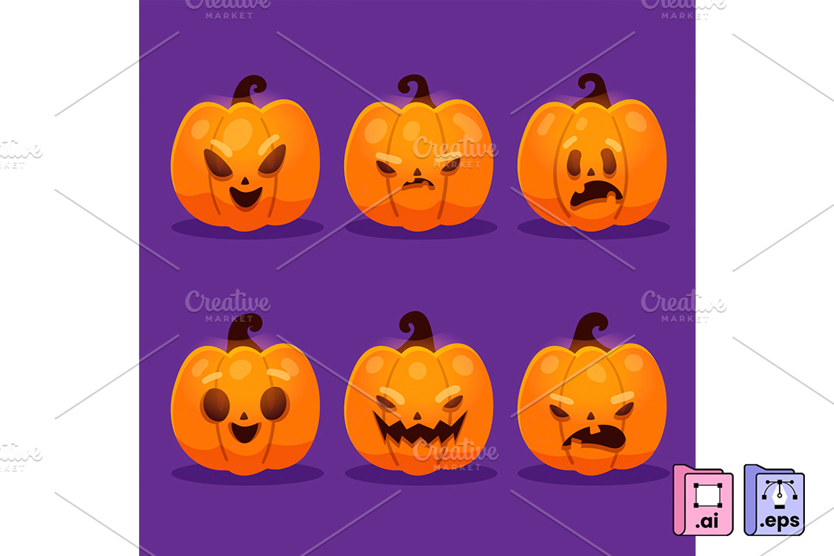 Halloween Pumpkin Head Collection, a Decorative Illustration by MISS CHATZ (Photo 1 of 3)