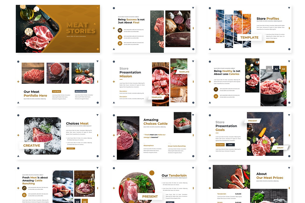 Meat Stories - Powerpoint Template, a Presentation Template by AQR Studio
