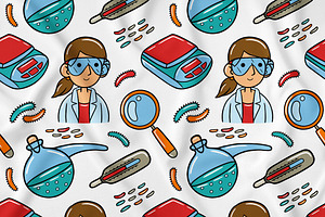 Science Kawaii Seamless Pattern Pack