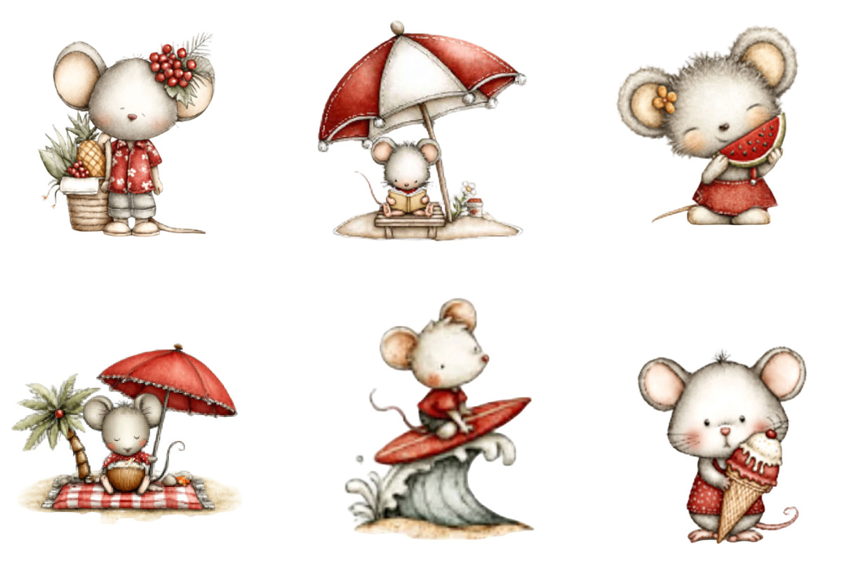 Watercolor Beach Mouse Clipart, a Seasonal Illustration by Designking (Photo 4 of 5)
