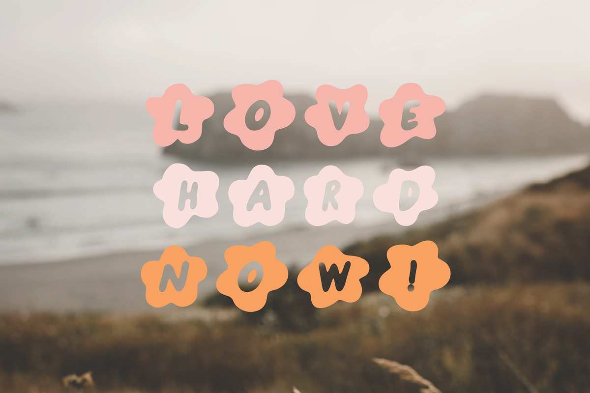 FLOWER PARTY | groovy flower font, a Font by Loryn Ipsum (Photo 7 of 11)
