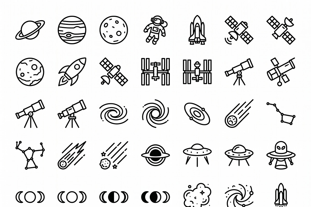 Bundles Space Astronomy Icons, an Outline Icon by adenpinkstore (Photo 1 of 9)