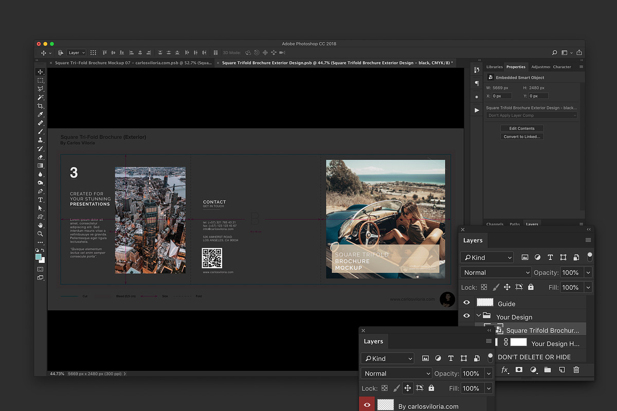 Square Trifold Brochure Mockups, a Print Template by Mockups by Carlos Viloria (Photo 9 of 23)