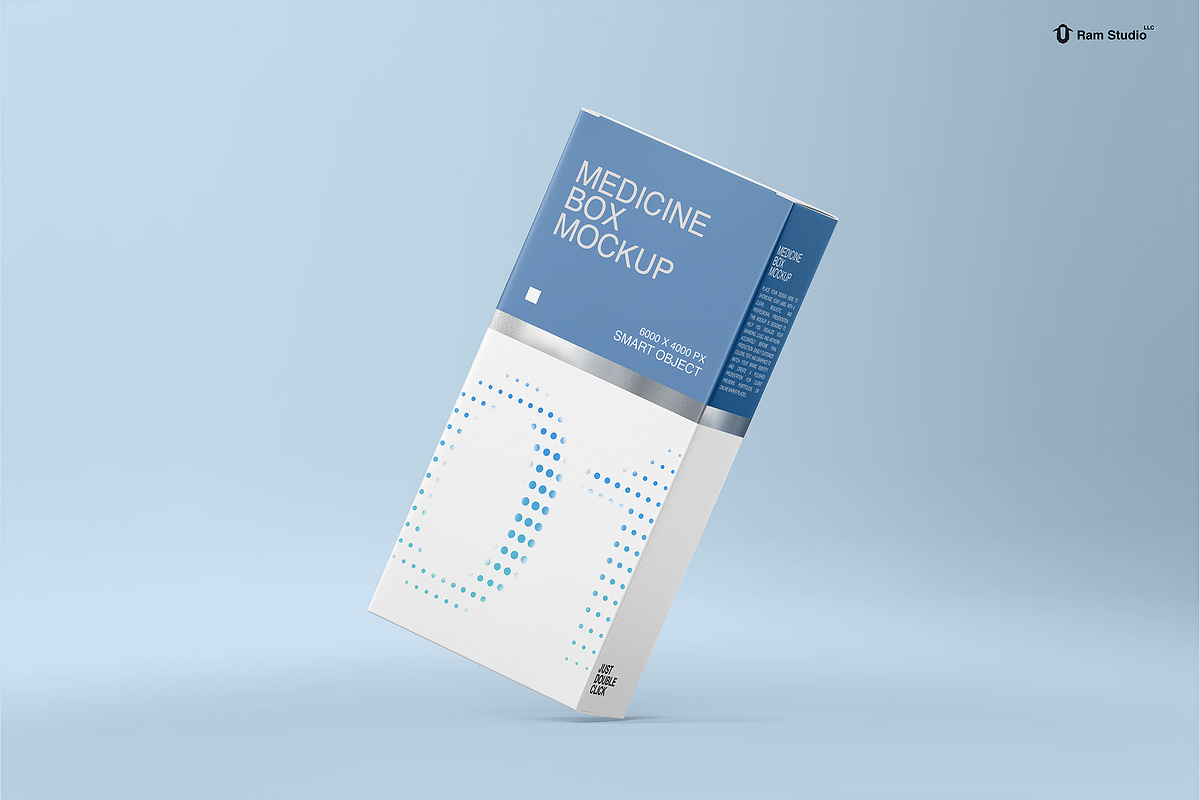 Standing Pharmaceutical Box Mockup, a Packaging Mockup by Ram Studio LLC (Photo 5 of 12)