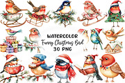 Watercolor Funny Christmas Bird Clip, an Illustration by CraftArtStudio (Thumbnail 1 of 6)