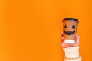 Halloween themed take away craft paper coffee cup with pumpkin f, a Photo by Rimma (Thumbnail 2 of 2)