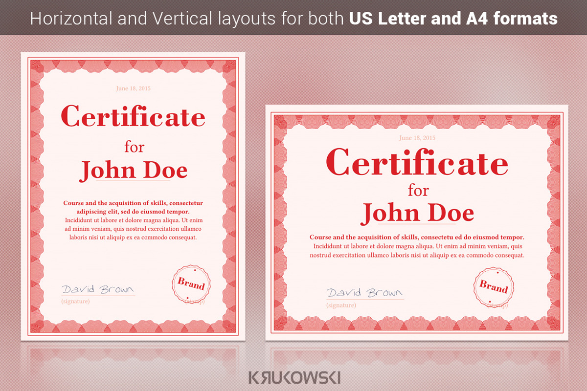 Red Certificate Template, a Stationery Template by Krukowski Graphics (Photo 1 of 3)