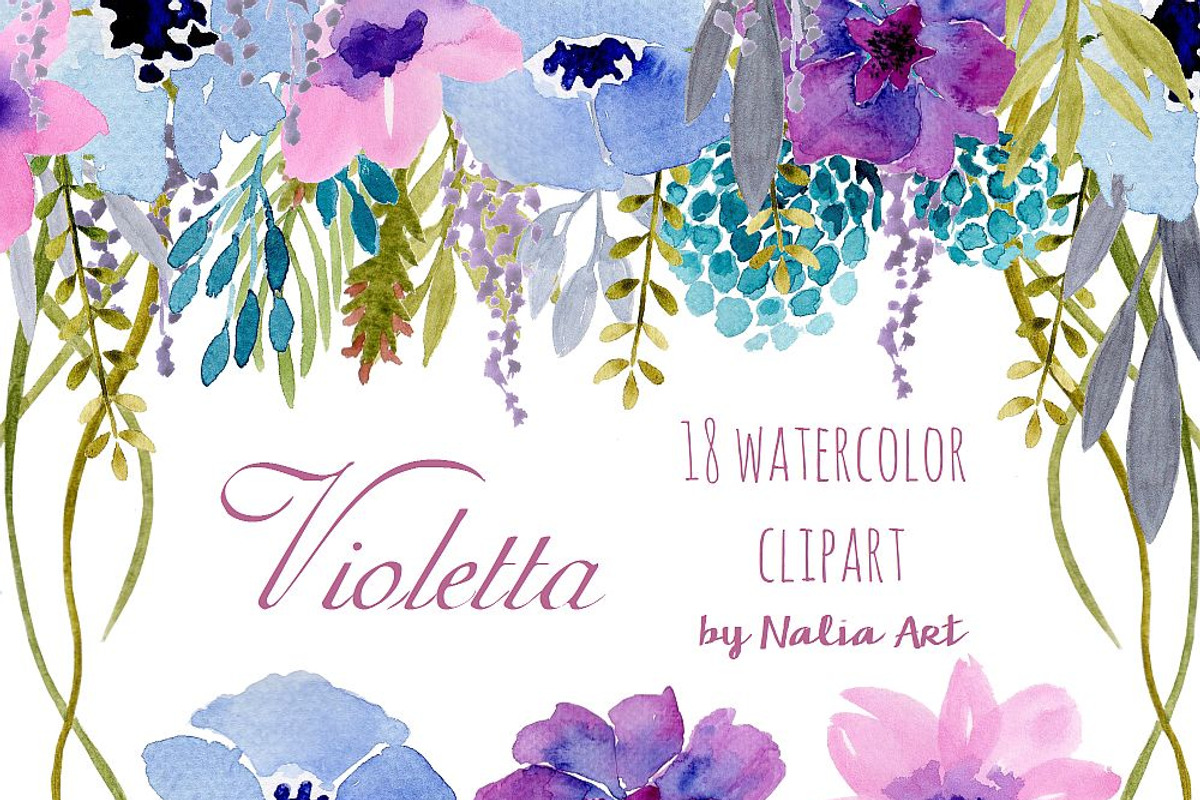 Handpainted watercolor flowers