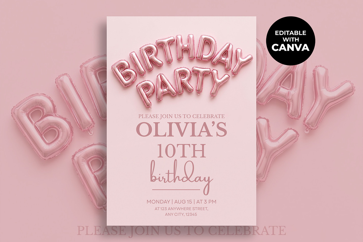 10th Birthday Invitation, an Invitation Template by M9 Design (Photo 1 of 4)