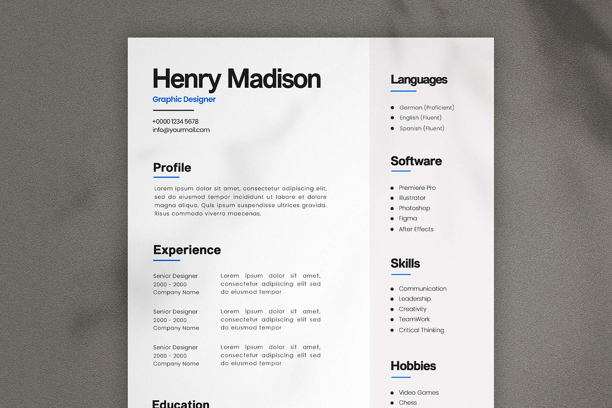 Simple Minimal Resume CV, a Resume Template by Saman Osama (Photo 1 of 2)
