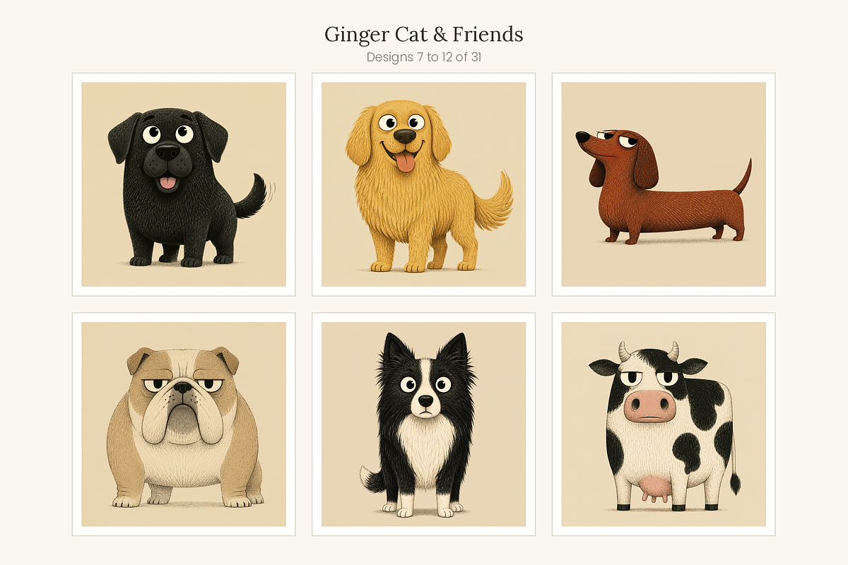 Ginger Cat & Friends Clip Art, an Animal Illustration by LanternkinStudio (Photo 7 of 15)