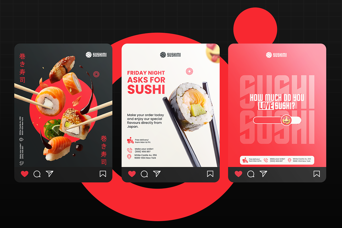 Social Media – Sushi (PSD + Canva), a Social Media Template by Nina Shaw (Photo 5 of 11)
