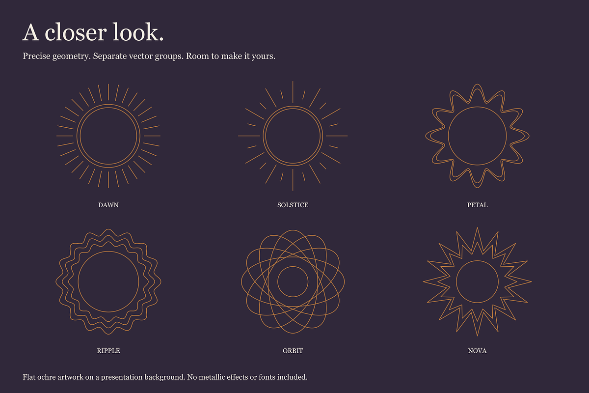 Solar Forms — Geometric Sun Emblems, an Object Graphic by Tzochko (Photo 2 of 3)