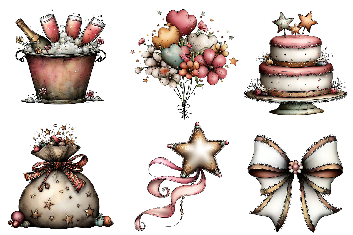 Watercolor Happy New Year Clipart, an Illustration by CreationArt (Photo 2 of 5)
