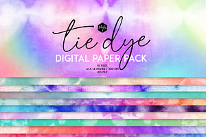 Tie dye digital paper pack