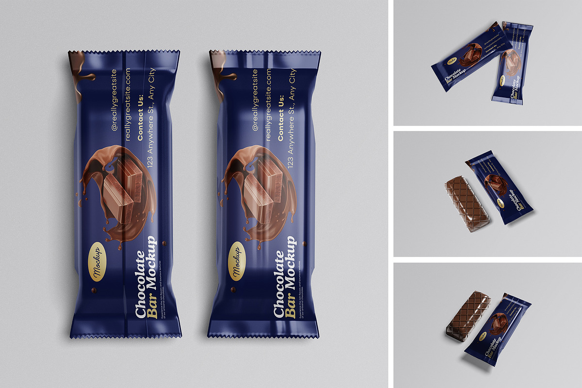 Chocolate Bar Mockup, a Packaging Mockup by Difa Design (Photo 1 of 5)