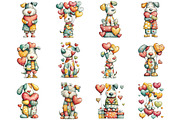 Valentine's Day Dogs Clipart, an Illustration by Designking (Thumbnail 2 of 5)